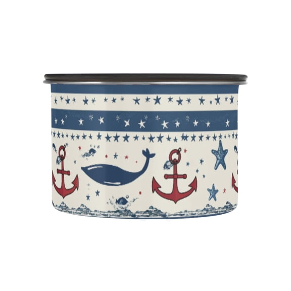 Sailboat Anchor Stars Stripe Airtight Coffee Bean Canister 17oz Food Storage Containers with Lids For Gournd, Tea, Sugar, Flour, Rice, Cereal, Candy Cookie Jar