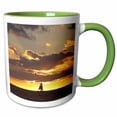 thumbnail image 1 of 3drose, Sailboat at Sunset Sailing Boat Ship with Sails at Sea Ocean Yellow Sailor Sail Nautical Photography, 15oz Two-tone Green Mug, 1 of 6
