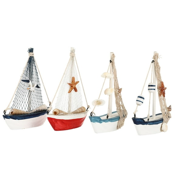 Sailboat Boat Mini Nautical Model Sailing Decor Decoration Beach Ship Ornament Coastal Statue Figurines Miniature