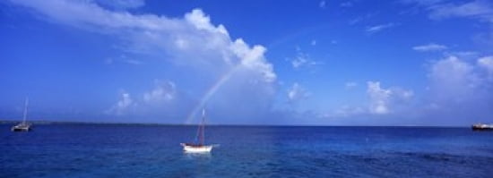 Sailboat Bonaire Netherlands Antilles Canvas Art - Panoramic Images (36 x 13)