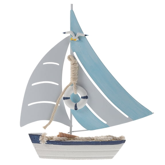 Sailboat Decor Dining Room Table Vintage Office Coastal Home Decoration Nautical Model Marine Style Iron Wood
