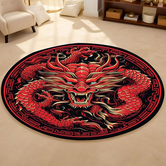 Sailboat Harbor Round Area Rug, nautical circle carpet for living room, entryway or vacation home, soft washable non-slip floor mat, classic coastal décor