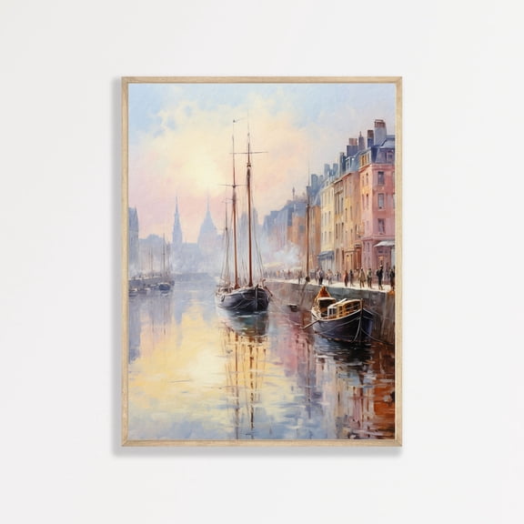 Sailboat Harbor Wall Art Vintage Nautical Coastal Home Decor