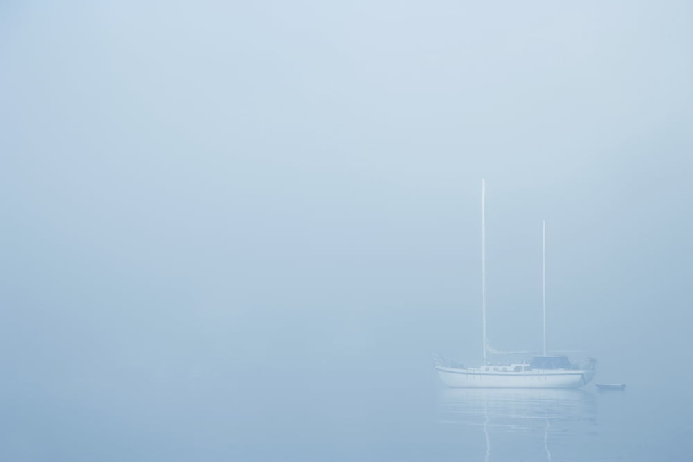Sailboat In A Fog Canvas Art - Don Hammond Design Pics (17 x 11)