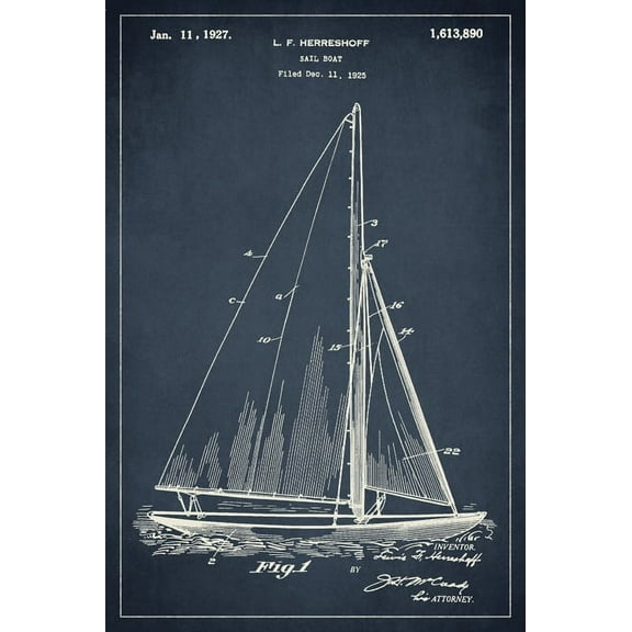 Sailboat Invention Patent Art Poster Print