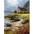 thumbnail image 1 of Sailboat Lake Mountain Village Canvas Print Wall Art, Scenic Vacation Decor for Living Room Bedroom Office Hotel, 1 of 8