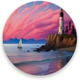 thumbnail image 1 of Sailboat and Lighthouse Coaster, Drinks Round Absorbent Stone Set with Ceramic Stone and Cork Base, Tabletop Protection Mats and Cups Place for 4PCS Home Decor, 1 of 6
