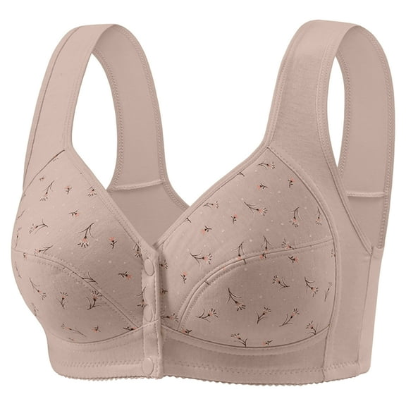 Lisa Charm Daisy Bras for Older Women, No Underwire Front Closure Lisa Charm Bras, Posture Correcting Bra for Seniors Light Gray 44
