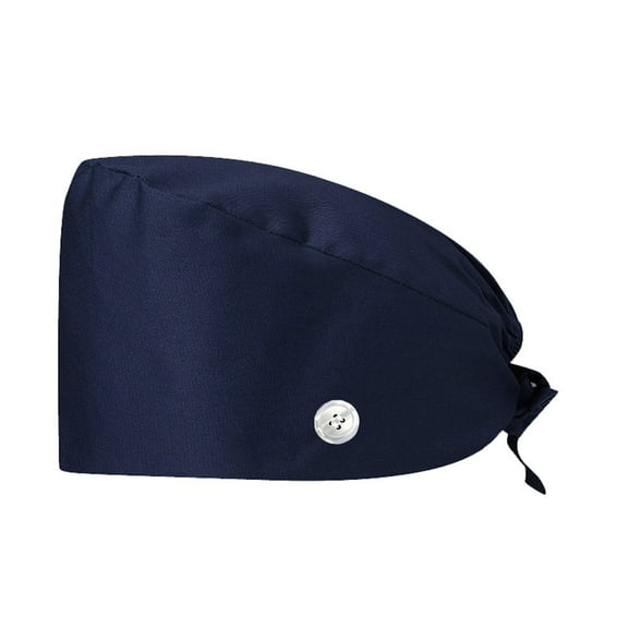 Nurse Hat Surgical Caps for Women Ponytail Cute Dental Scrub Hats Scrub Cap with Buttons Medical Caps Navy One Size