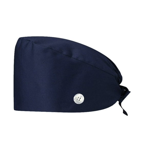 Nurse Hat Surgical Caps for Women Ponytail Cute Dental Scrub Hats Scrub Cap with Buttons Medical Caps Navy One Size