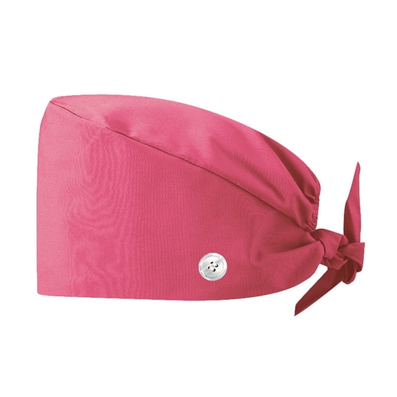 Nurse Hat Surgical Caps for Women Ponytail Cute Dental Scrub Hats Scrub Cap with Buttons Medical Caps Pink One Size