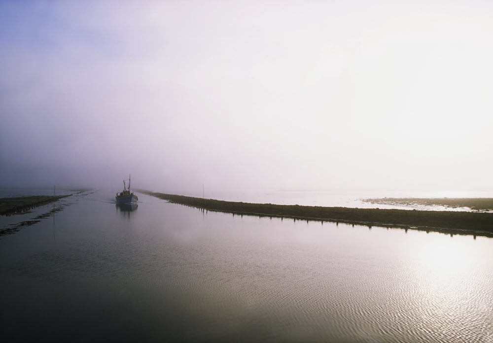 Sailboat On A Misty Morning Killala County Mayo Ireland Canvas Art - The Irish Image Collection Design Pics (19 x 13)