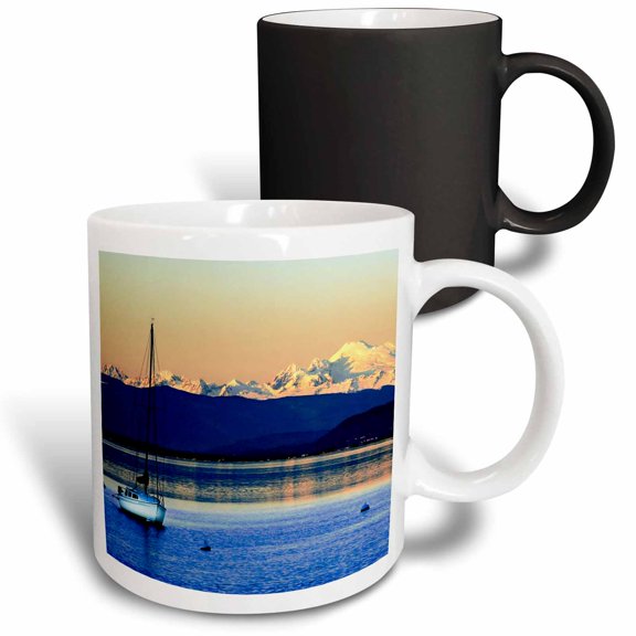3drose, Sailboat on Camano Island Is Swarfed by Mt. Baker - Us48 Rdu0003 - Richard Duval, 11oz Magic Transforming Mug
