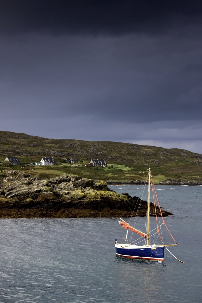 Sailboat On Water Colonsay Scotland Canvas Art - John Short Design Pics (22 x 34)