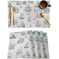thumbnail image 1 of Sailboat Placemats Set of 6,Washable Woven Burlap Cloth Fabric Placemat for Square/Rectangle/Round/Oval Dining Table,Easy Clean Place Mats for Kids Retro Nautical Compass Coastal Octopus Starfish, 1 of 1