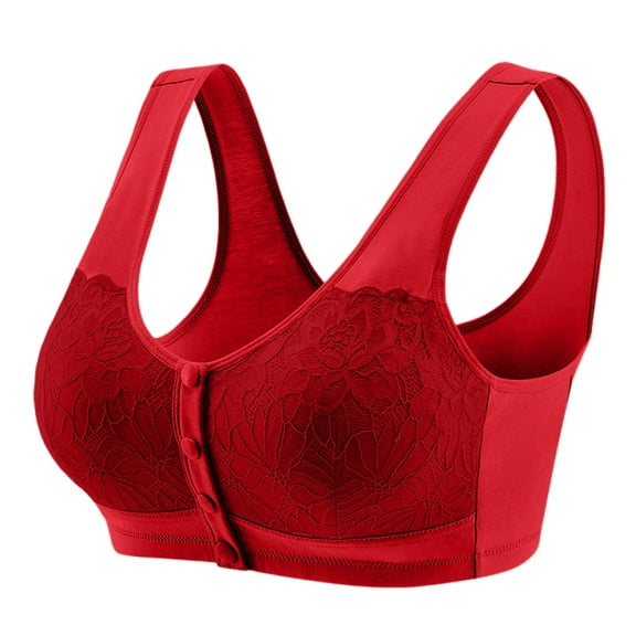 Sailboat Posy Bra - Comfortable Front Button Wireless Shaping Bra, Lace Bras Without Underwire for Middle-Aged and Elderly Women Red 48