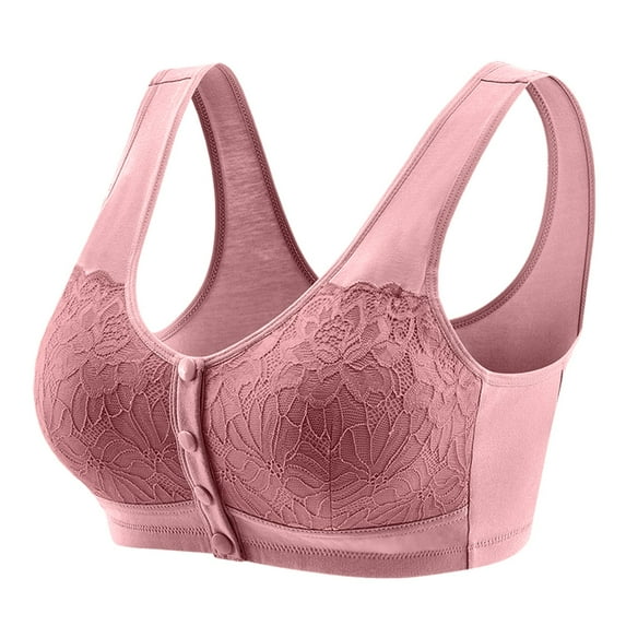 Posy Bra - Comfortable Front Button Wireless Shaping Bra, Lace Bras Without Underwire for Middle-Aged and Elderly Women Watermelon Red 40