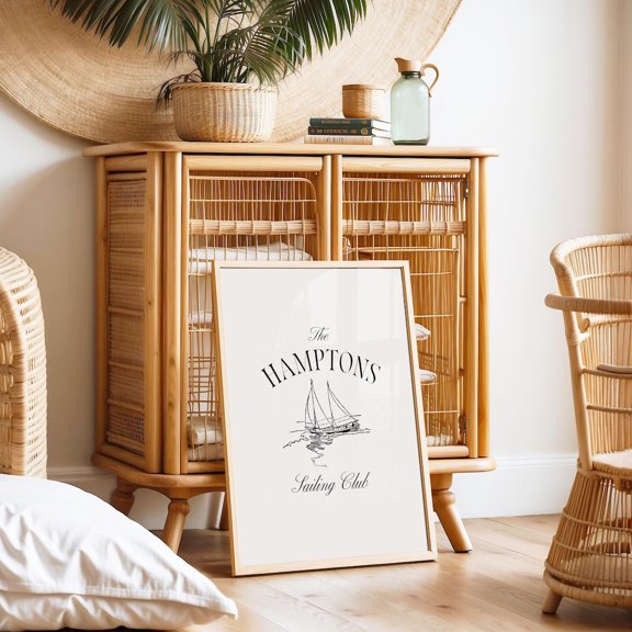 Sailboat Print, Hamptons Sailing Club, Unframed Paper Poster 8x10in