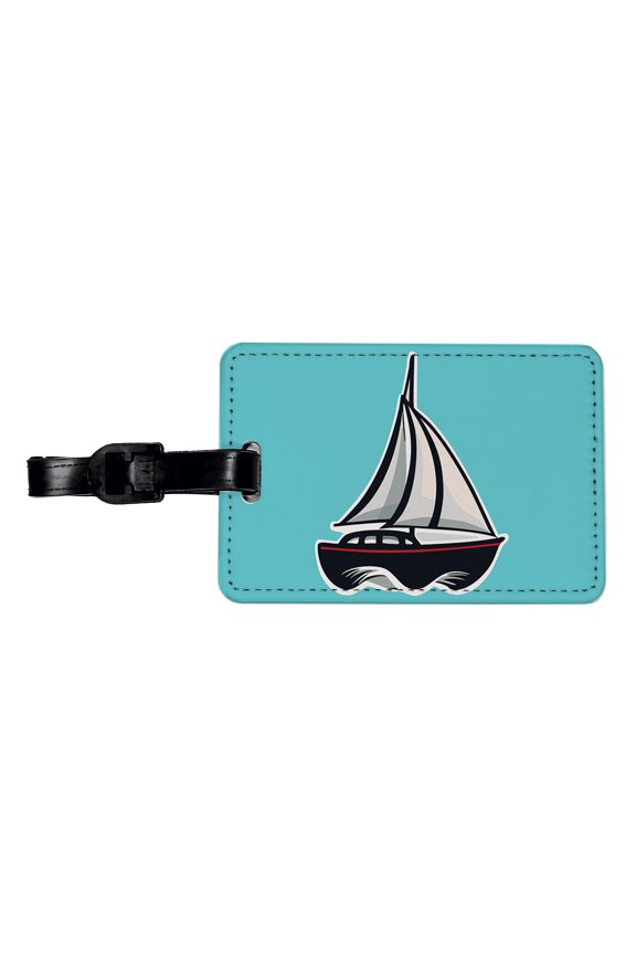 Sailboat Sail Boat Sailing Cute Faux Leather Travel Luggage Tag