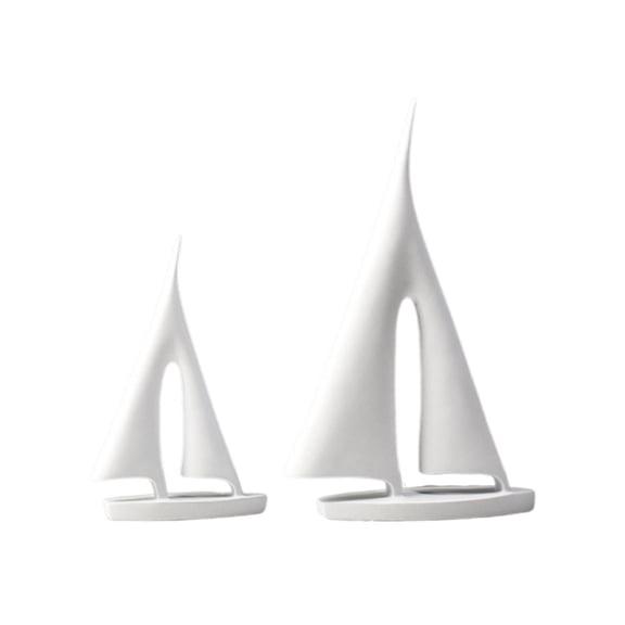 Sailboat Sculpture Set, Nautical Home Decor Statue with Resin Craftsmanship for Living Room Shelf, Office Desk, Coastal Tabletop Accent