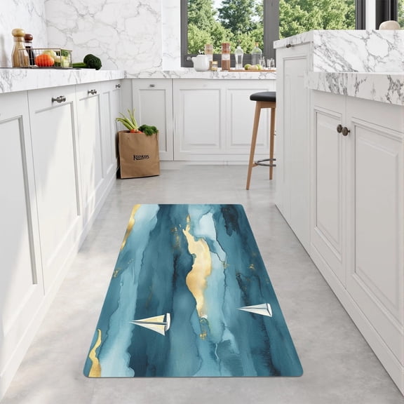 Sailboat Sea Rubber Sole Long Kitchen Mat