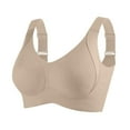 thumbnail image 1 of Sailboat Seamless Bras for Women Ribbed Wireless Push Up Full Coverage Adjustable Everyday Sports Bra Solid Color Plus Size Khaki 42, 1 of 5