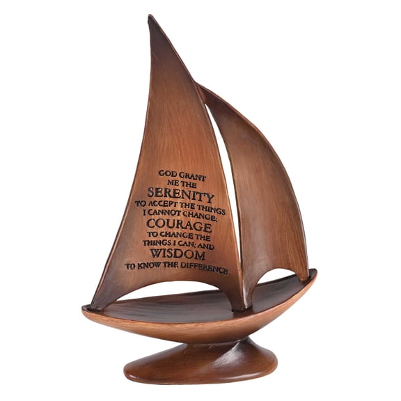 Dicksons SBR-3 Grant Me The Serenity To Accept The Things I Cannot Change Woodgrain 8.5 x 5.2 Resin Decorative Collectible Figurine Sailboat Statue