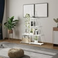 thumbnail image 1 of Sailboat Shaped Bookshelf, 4-Tier Ladder Book Shelf, Nautical Storage Shelves, Space-Saving Freestanding Organizer for Living Room, Office, White, 1 of 8