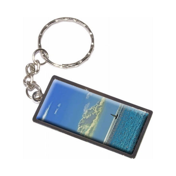 Sailboat Silhouette On The Ocean Sail Sailing Keychain Key Chain Ring
