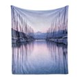thumbnail image 1 of Sailboat Soft Flannel Fleece Blanket, Large Yacht Harbor in Sunrise Scenery Cruise Leisure Summertime Active Life, Cozy Plush for Indoor and Outdoor Use, 50" x 70", Lilac Purple Grey, by Ambesonne, 1 of 5