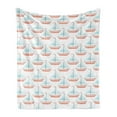 thumbnail image 1 of Sailboat Soft Flannel Fleece Throw Blanket, Nautical Illustration of Watercolored Marine Theme Toy Sailboats, Cozy Plush for Indoor and Outdoor Use, 50" x 70", Burnt Sienna Baby Blue, by Ambesonne, 1 of 5