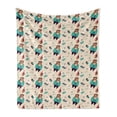 thumbnail image 1 of Sailboat Soft Flannel Fleece Throw Blanket, Potbelly Sailor with Striped Clothes and Blue Whales Hand Drawn Design, Cozy Plush for Indoor and Outdoor Use, 50" x 70", Multicolor, by Ambesonne, 1 of 6