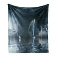 thumbnail image 1 of Sailboat Soft Flannel Fleece Throw Blanket, Yacht at the Ocean Comes Nearer a Thunderstorm Rain and Bolt Artwork Print, Cozy Plush for Indoor and Outdoor Use, 60" x 80", Blue Grey, by Ambesonne, 1 of 5