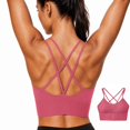 thumbnail image 1 of Cyglowse Sports Bra for Women V-Neck Strappy Criss Cross Yoga Bra Padded Medium Support Workout Gym Athletic Fitness Bras Watermelon Red 34, 1 of 6