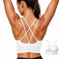 thumbnail image 1 of Cyglowse Sports Bra for Women V-Neck Strappy Criss Cross Yoga Bra Padded Medium Support Workout Gym Athletic Fitness Bras White 32, 1 of 6