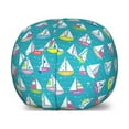thumbnail image 1 of Sailboat Storage Toy Bag Chair, Chaplet Striped on Polka Dotted and Floral Design Cutters with Semi-Circular Hull, Stuffed Animal Organizer Washable Bag, Small Size, Multicolor, by Ambesonne, 1 of 3