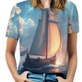 thumbnail image 1 of Sailboat T-Shirt O Neck Oversize T-Shirts Short Sleeve Classic Tees Women Summer Graphic Tops, 1 of 5