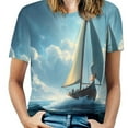 thumbnail image 1 of Sailboat T-Shirts Casual T-Shirt Short Sleeve Women Trendy Tshirt Beach Custom Tops, 1 of 5