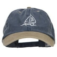 thumbnail image 1 of Sailboat Wave Embroidered Washed Two Tone Cap - Navy Khaki OSFM, 1 of 5