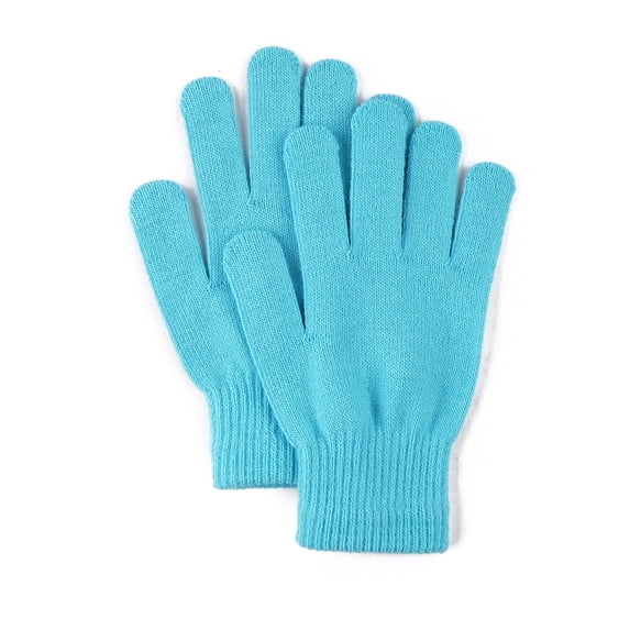 Winter Knitted Magic Gloves Stretchy Full Fingers Gloves for Men, Women or Teens Light Blue One Size