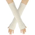 thumbnail image 1 of Winter Women Arm Warmers Long Fingerless Gloves for Women Mittens Knit Wrist Warmers with Thumb Hole Warm Sleeves White One Size, 1 of 3
