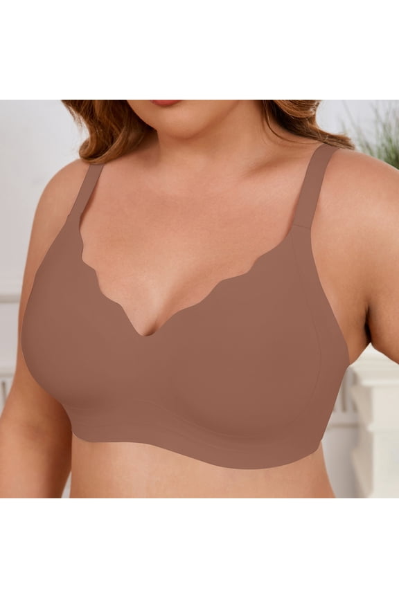 Sailboat Wireless Seamless Jelly Bra for Women with Support - No Underwire Full Coverage Push Up Bras for Women Coffee 32