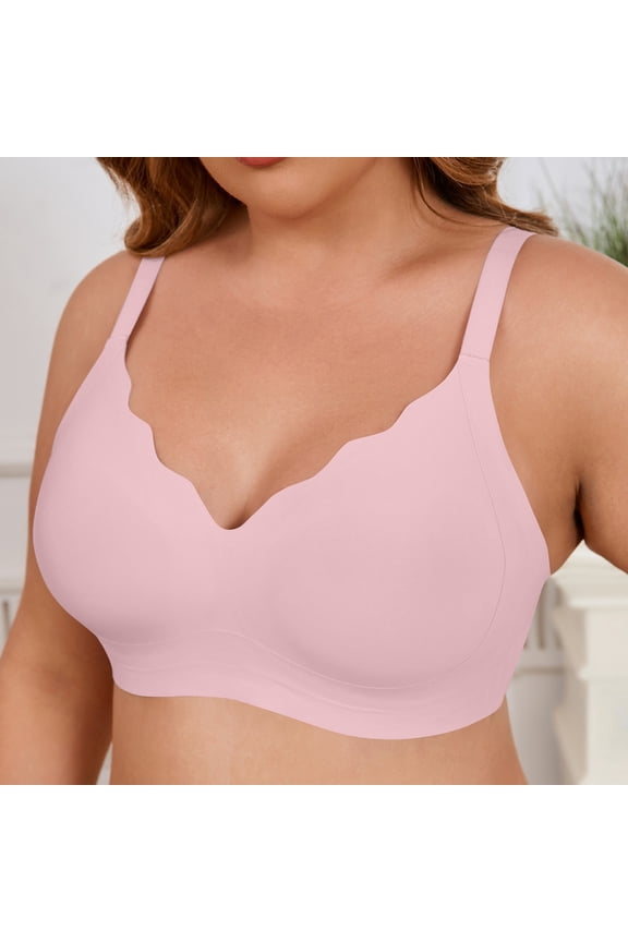 Sailboat Wireless Seamless Jelly Bra for Women with Support - No Underwire Full Coverage Push Up Bras for Women Pink 32