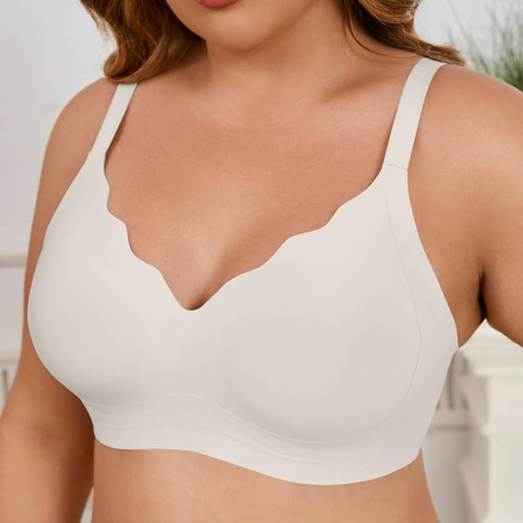Sailboat Wireless Seamless Jelly Bra for Women with Support - No Underwire Full Coverage Push Up Bras for Women White 40