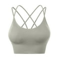 thumbnail image 1 of Women's Cross Back Sports Bra Padded Strappy Medium Support Yoga Bra for Workout Fitness Mint Green 34, 1 of 4