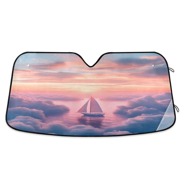 Sailboat above Clouds Car Windshield Sun Shade Foldable Car Front Window Visor Heat and UV Protection 53x23.5