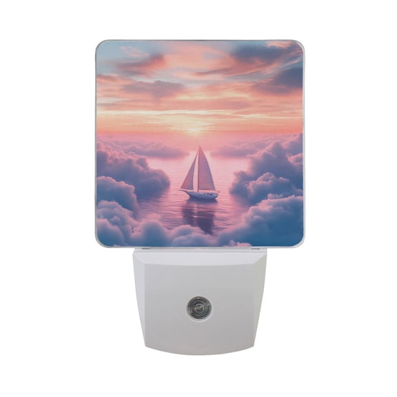 Sailboat above Clouds Night Light 2 Pack LED Nightlight Plug into Wall Dusk to Dawn Sensor Soft White