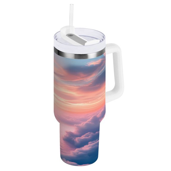 Sailboat above Clouds Tumbler with Handle and Straw Lid 30 oz Insulated Vacuum Water Bottle Stainless Steel Travel Cup