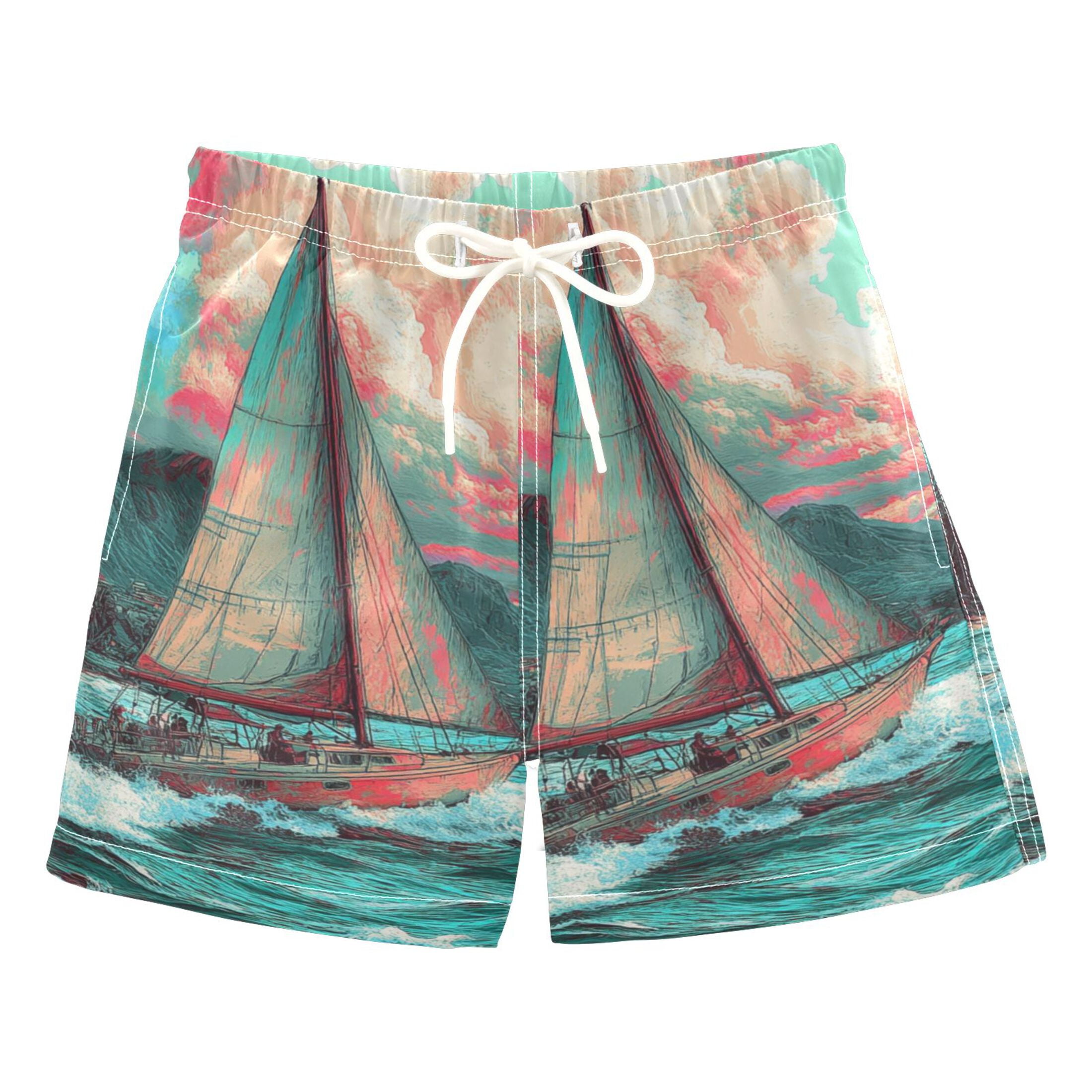 2 Piece Boys Sailboat Bib Shorts & Bodysuit