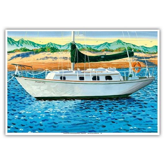 Sailboat in Mexico - From an Original Watercolor Painting by Robin Wethe Altman - Master Art Print (Unframed) 13in x 19in